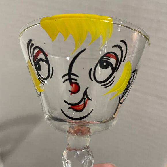 3 Beau Brummel Martini Glasses by Gay Fad Tipsy Drunk 5.5” Bent Stem Barware MCM - Picture 4 of 7